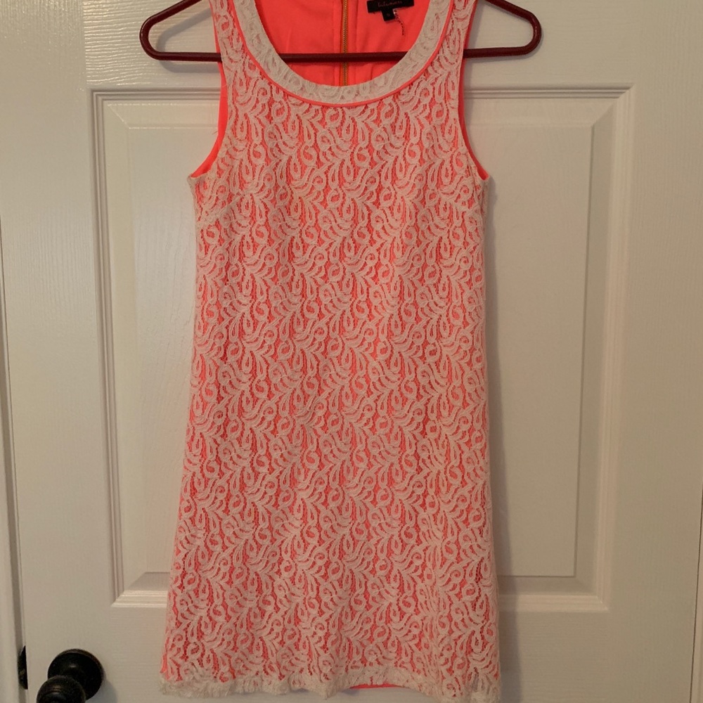 White and orange lace dress